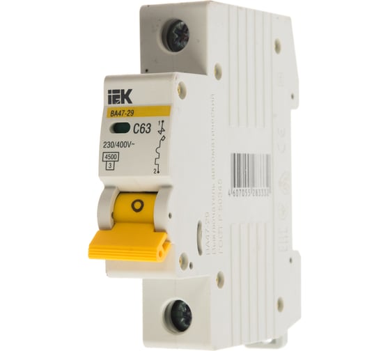 Изображение товара Автоматический выключатель IEK ВА47-29 1Р 63А 4,5кА х-ка С MVA20-1-063-C