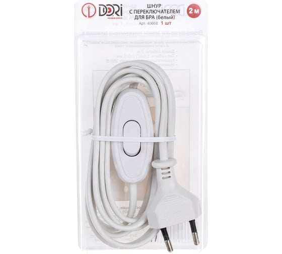 Изображение товара Шнур для бра с переключателем DORI белый 40668