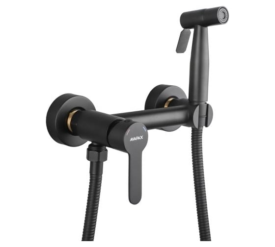 Изображение товара Смеситель с гигиеническим душем Avapax Elbe сталь SUS 304, D35, черный AP01233B