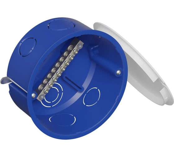 Изображение товара Коробка распределительная Экопласт (КУП) 6x9мм, 8 зажимов, 63А, для г/к D100x50мм с металл. лапками IP30 44668KP