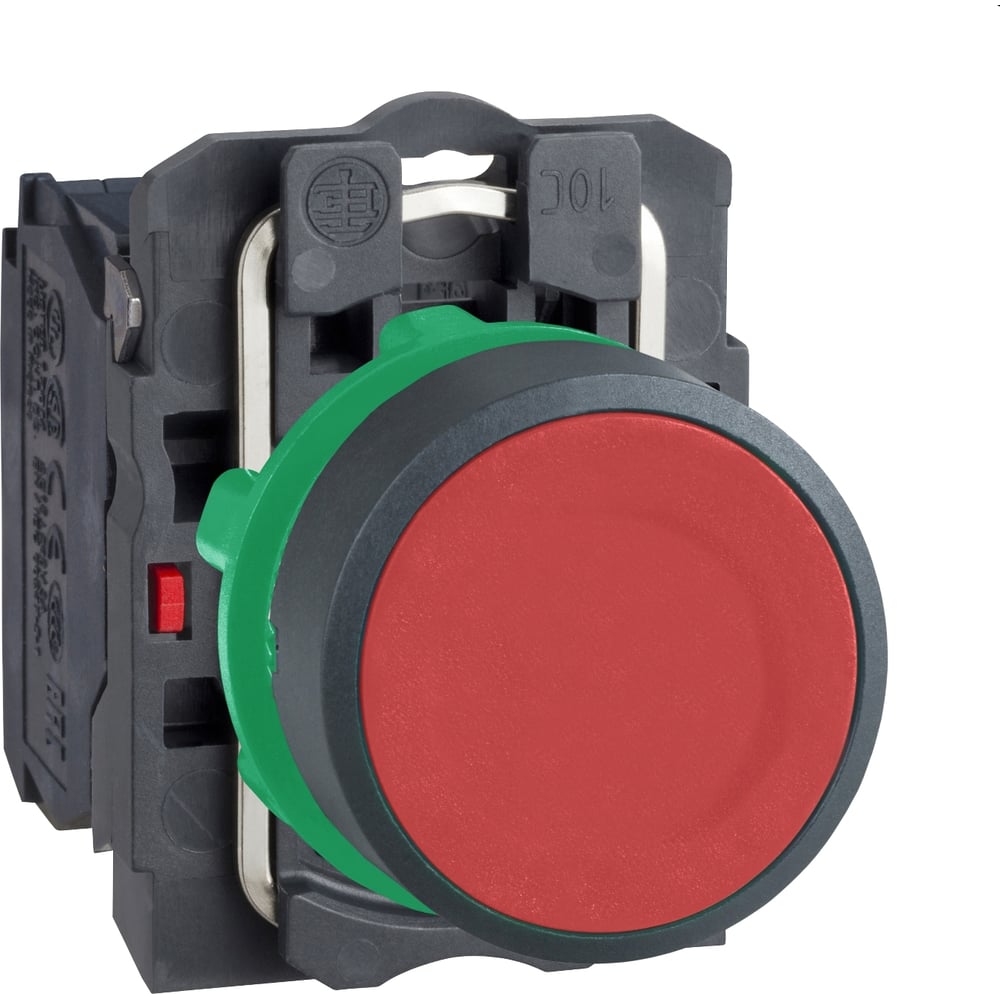 фото Кнопка без фиксации schneider electric 1нз без подсветки, красный sche xb5aa42