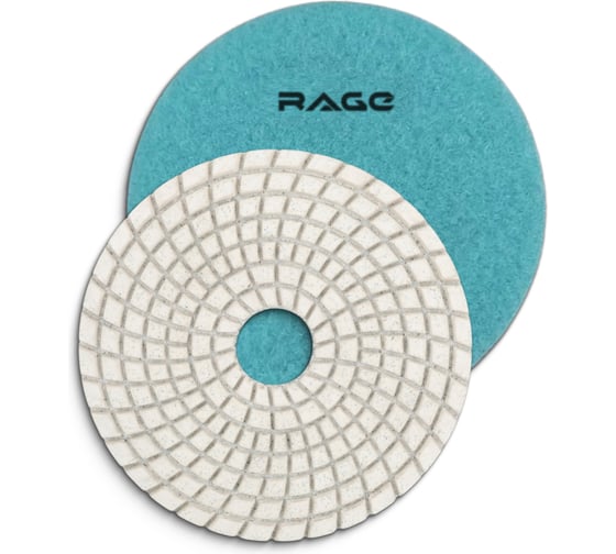Изображение товара Алмазный гибкий шлифовальный круг RAGE By VIRA 100 мм P400 черепашка для керамогранита АГШК мокрое шлифование 558031