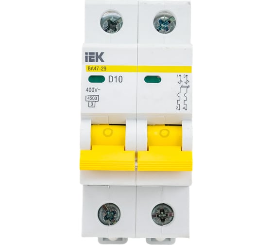 Изображение товара Автоматический выключатель IEK ВА47-29 2Р 10А 4,5кА х-ка D MVA20-2-010-D