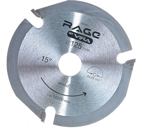 Изображение товара Диск пильный по дереву (125х22.2 мм) для УШМ RAGE by VIRA 594225
