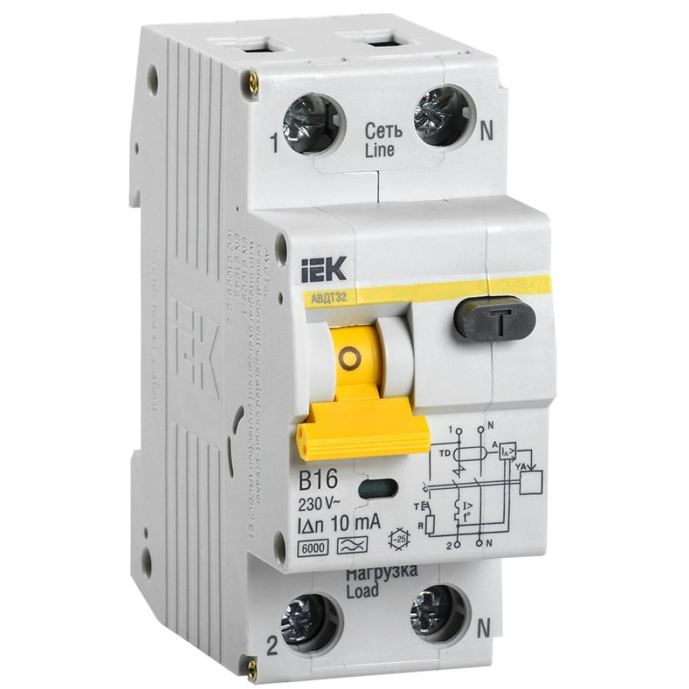 Автоматический выключатель дифференциального тока IEK выключатель автоматический iek авдт 32m c20 2 полюса 20 а