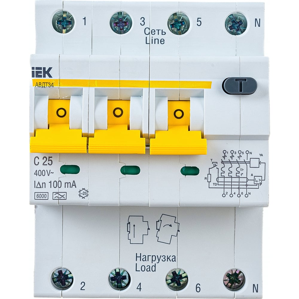 Автоматический выключатель дифференциального тока IEK выключатель автоматический дифференциального тока с 16а 30ма авдт32мl karat iek mvd12 1 016 c 030