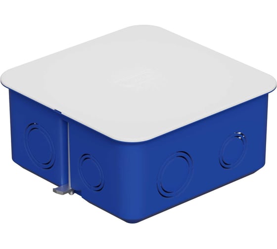 Изображение товара Коробка распределительная с крышкой Экопласт для г/к 100x100x50мм с металлическими лапками, IP30 цвет синий (1уп.=150 шт.) 44667-1
