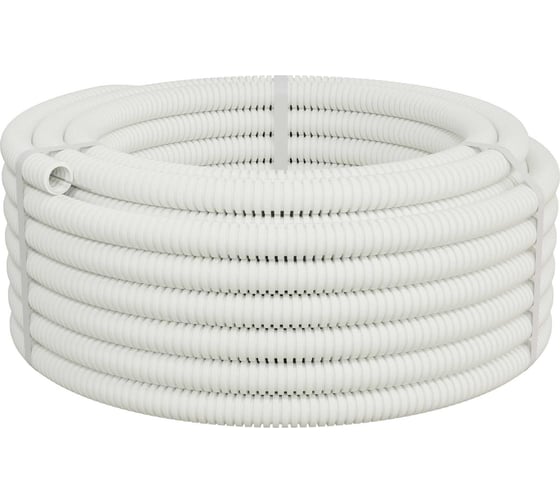 Изображение товара Труба Экопласт HFFR гофрированная легкая, с зондом, без галогена, ППЛ диаметр 50мм ПВ-0 (15м) белый 20150HFR-W