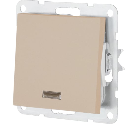 Изображение товара Переключатель LK Studio 1-клавишный, на 2 направления, c индикатором (схема 6L) 16 A, 250 B (шампань) LK80 840406-1