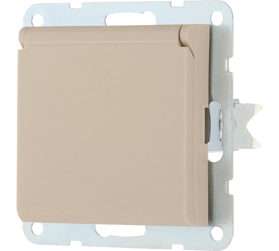 Изображение товара Розетка LK Studio с з/к, шторками и крышкой (шампань) LK80 843406-1