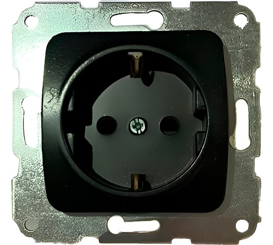 Изображение товара Розетка 1-ая KRANZ с заземлением, с/у 16А механизм, черный металлик DEA KR-78-0331
