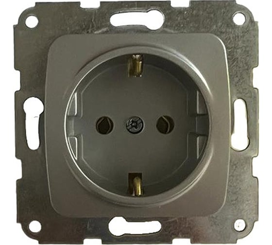 Изображение товара Розетка 1-ая KRANZ с заземлением, с/у 16А механизм, серебряный металлик DEA KR-78-0271