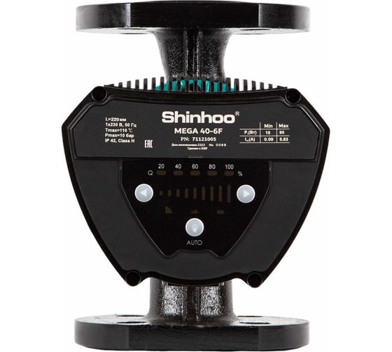 Изображение товара Насос циркуляционный MEGA 40-10F 230V /96/ SHINHOO 71121006