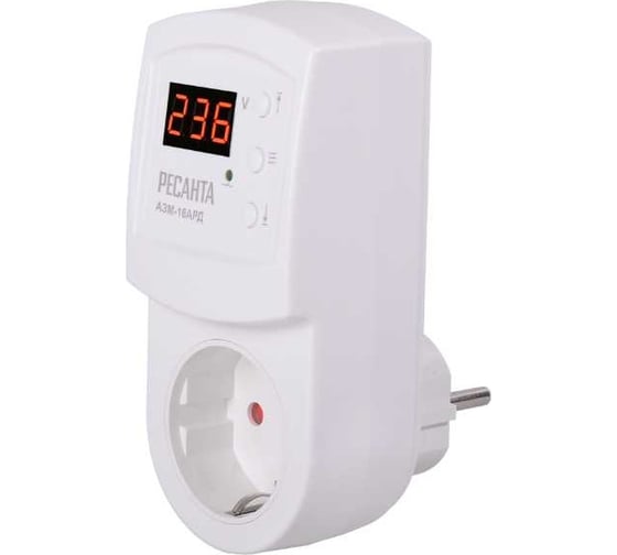 Изображение товара Блок защиты по напряжению Ресанта 16AРД регулируемый (с дисплеем, в розетку) 61/22/32