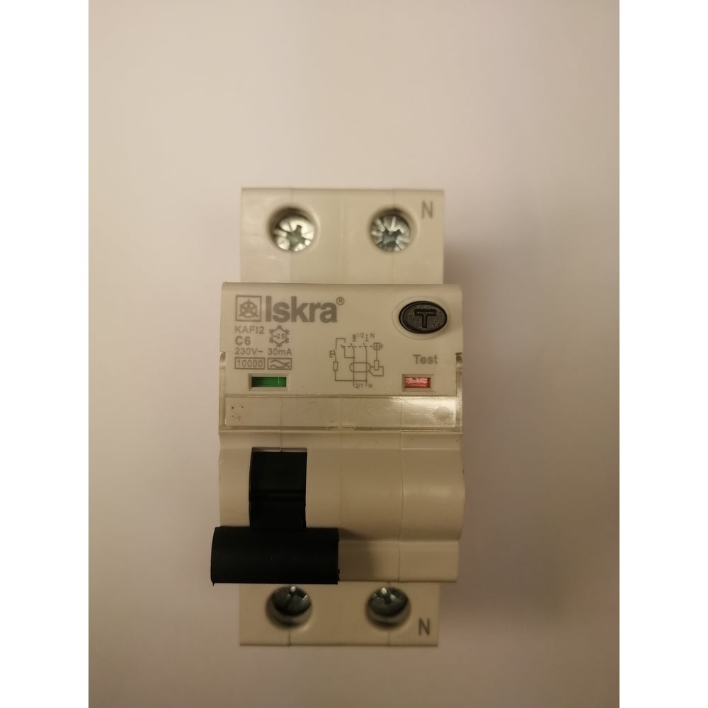 Изображение товара Автомат дифференциальный iskra KAFI2-C-6/0,03 230В, IP20, 6А, 30мА
