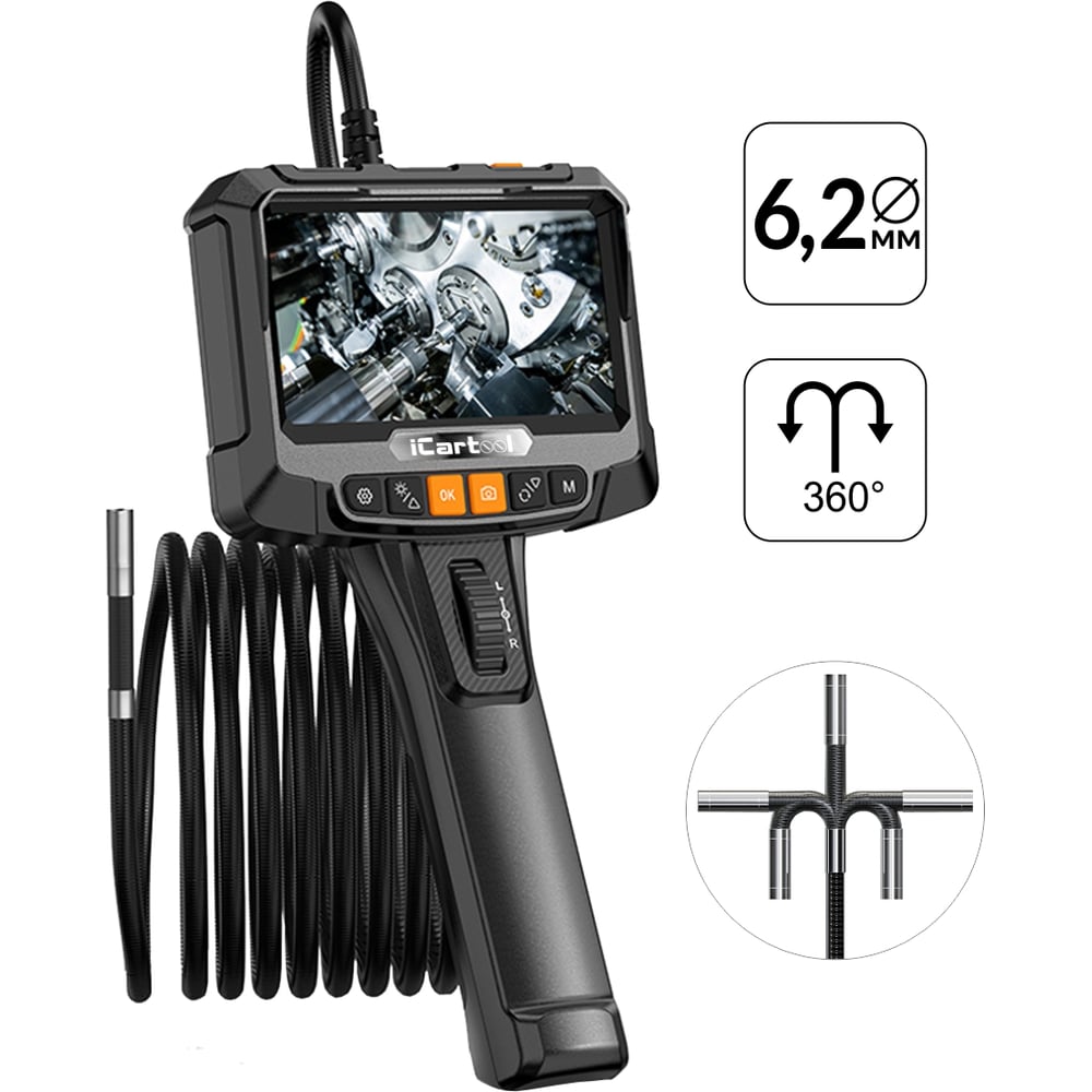 Изображение товара Профессиональный управляемый видеоэндоскоп с 5 дисплеем и 1м зондом IC-VC8052W