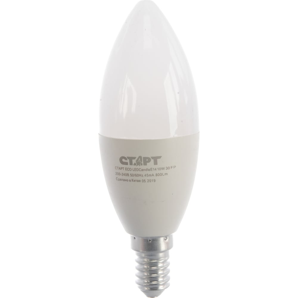 фото Светодиодная лампа старт в колбе лон теплый свет fp eco ledcandlee14 10w 30 fp