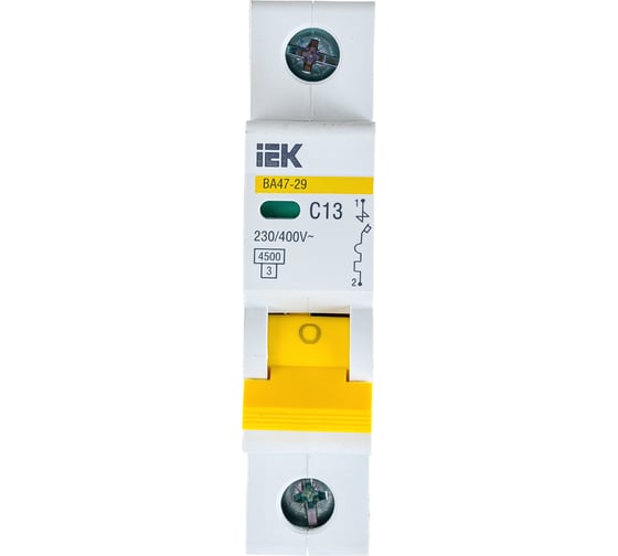 Изображение товара Автоматический выключатель IEK ВА47-29 1Р, 13А, 4,5кА, характеристика С MVA20-1-013-C