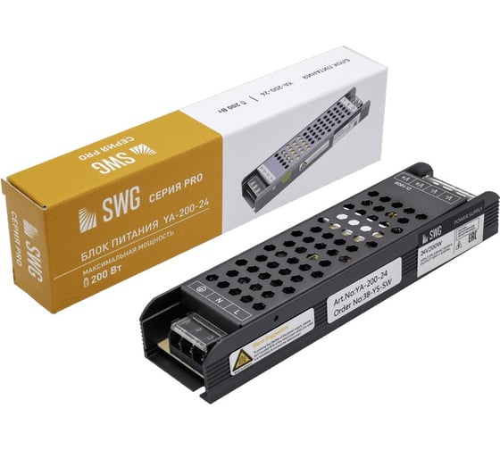Изображение товара Компактный блок питания SWG в металлическом корпусе, IP20, 200W, 24V, YA-200-24 00-00002834