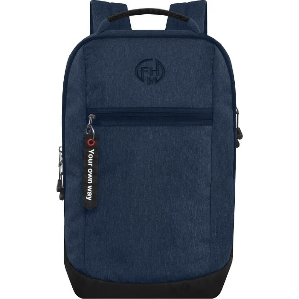Рюкзак FHM сумка спортивная на молнии наружный карман длинный ремень синий