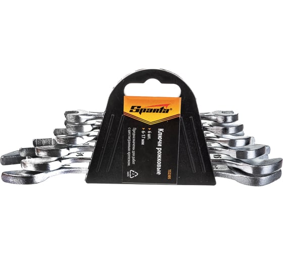 Изображение товара Набор рожковых ключей SPARTA 6x17 мм, 6 шт., хромированные 152305