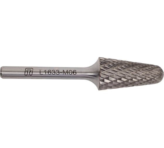 Изображение товара Борфреза твердосплавная сфероконическая с двойной насечкой (16х33 мм; хвостовик 6 мм) ПНЕВМО-ТРЕЙД L1633-M06