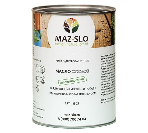 Изображение товара Масло для игрушек и посуды из дерева MAZ-SLO Особое цвет Асфальт 1 л 8065094