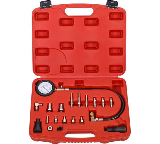 Изображение товара Компрессометр для дизельных ДВС с быстросъемными адаптерами, 0-1000PSI (0-70бар) ROSSVIK ST107