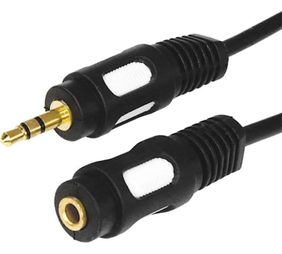 Изображение товара Шнур REXANT стерео 3,5 мм гнездо - стерео 3,5 мм штекер, длина 5 метров 17-4016