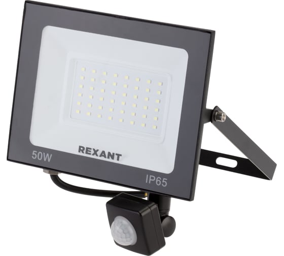 Изображение товара Светодиодный прожектор REXANT, с датчиком движения 50Вт 200–260В IP44 4000лм 6500K холодный свет 605-009