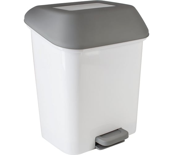 Изображение товара Контейнер для мусора с педалью Spin&Clean Квадра 15 л, белый SV4061БЛ