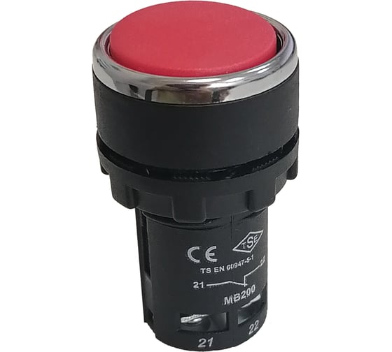 Изображение товара Нажимная моноблочная кнопка Emas красная 22мм, IP40, 1НЗ, 0,3А, 240В MB200DK
