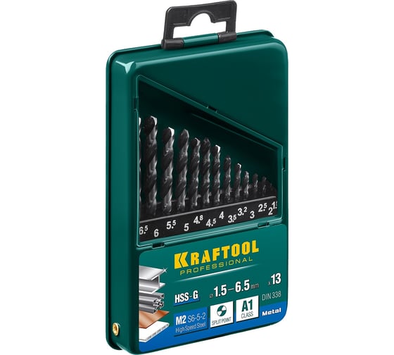 Изображение товара Набор сверл по металлу (13 шт; 1.5-6.5 мм) Kraftool 29651-H13
