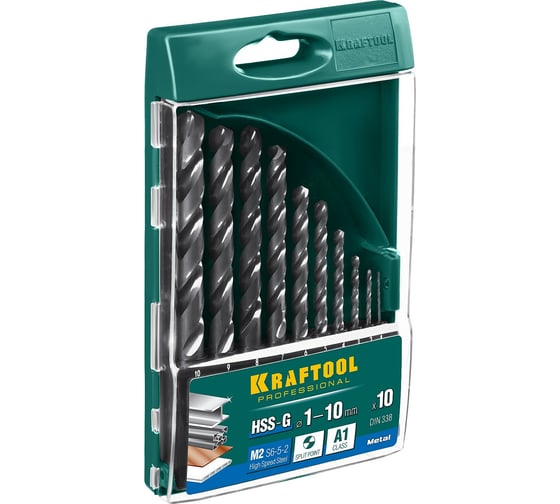 Изображение товара Набор сверл по металлу (10 шт; 1-10 мм) Kraftool 29651-H10