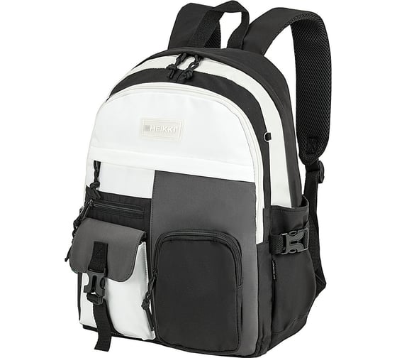 Изображение товара Рюкзак HEIKKI Blocks (ХЕЙКИ) универсальный, 2 отделения, черный/серый/белый, 44x32x17 см 272563