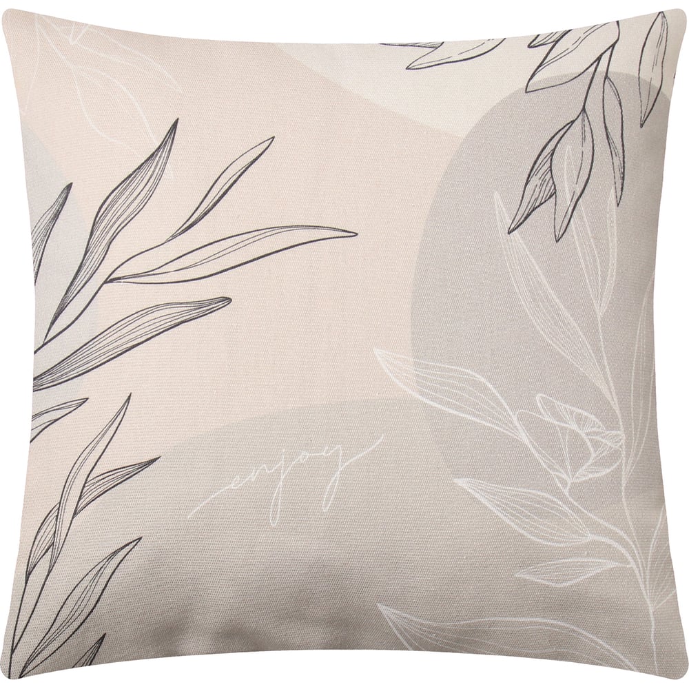 Изображение товара Декоративная наволочка Этель Leaves 40x40 см хлопок бежевый и серый стиль растение