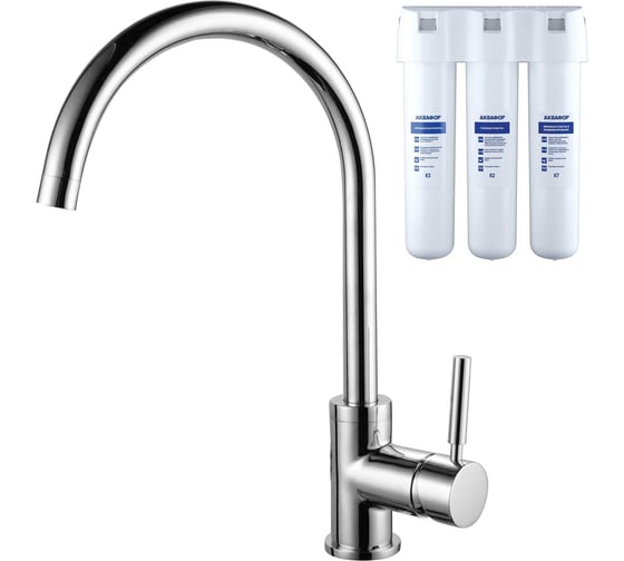 Изображение товара Смеситель для кухни LATUNO с каналом для фильтрованной воды, с фильтром Аквафор Кристалл L11021K