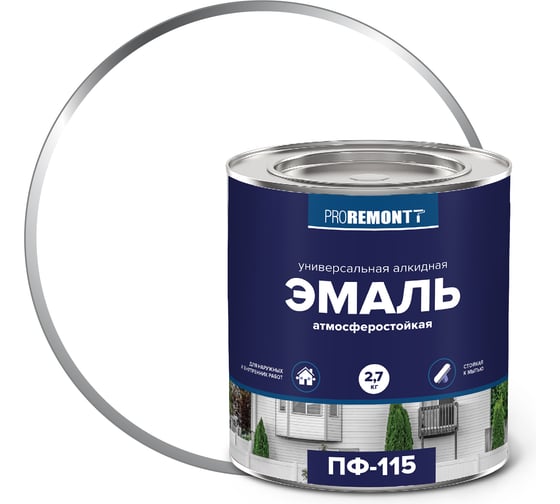 Изображение товара Эмаль PROREMONTT ПФ-115 белая, матовая, 2.7 кг Лк-00009804