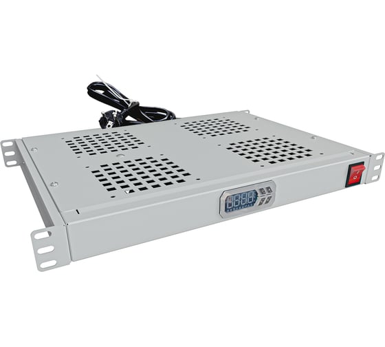 Изображение товара Модуль вентиляторный NTSS крепление на 19 1U, 4 элемента, электронный термоконтроллер, цифровой термодатчик, серый RAL 7035 NTSS-FAN4/19T