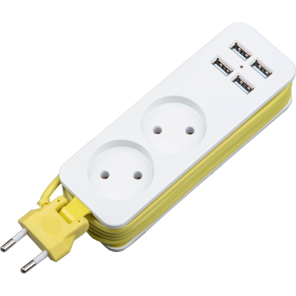 Изображение товара Удлинитель Uniel S-CT2-1,5U 2 розетки USB провод 1.5м белый зеленый