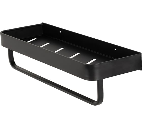 Изображение товара Полка прямая с полотенцедержателем Fora AXE, черная FOR-AXE033BL