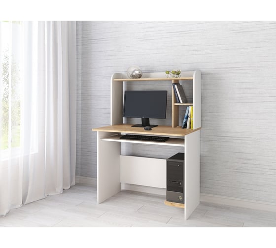 Изображение товара Стол компьютерный Арника Грета-2 белый/дуб крафт 00-00028787