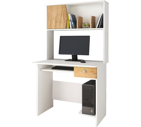 Изображение товара Стол компьютерный Арника Грета-4 белый/дуб крафт 00-00028788