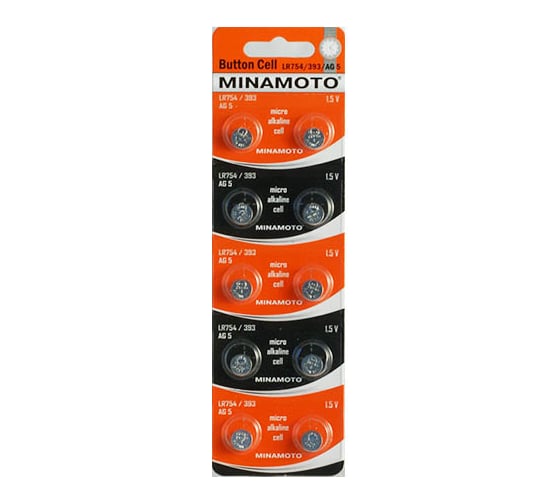 Изображение товара Часовая батарейка Minamoto AG5 LR754 (10 card) 55005