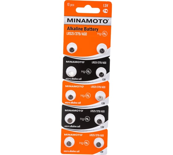 Изображение товара Часовая батарейка Minamoto AG0 LR521, 10 card 55000