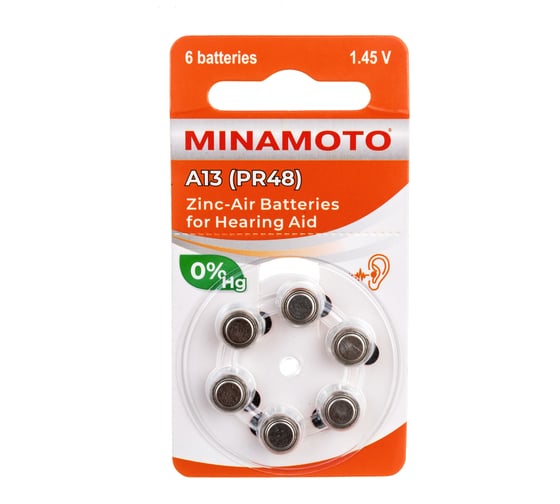 Изображение товара Слуховая батарейка Minamoto A13 PR48, 6 card 8813