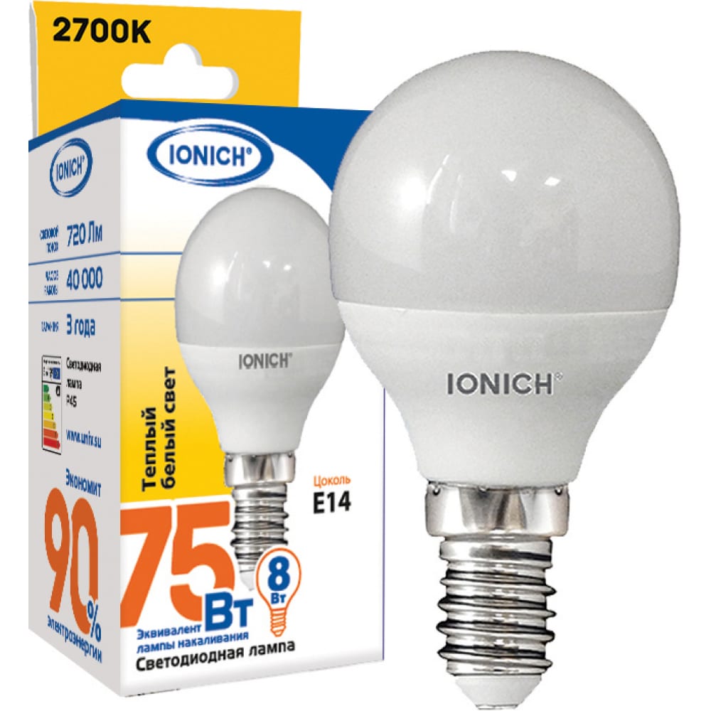 Лампа IONICH лампа светодиодная ionich iled smd2835 c37 6 540 220 4 e14