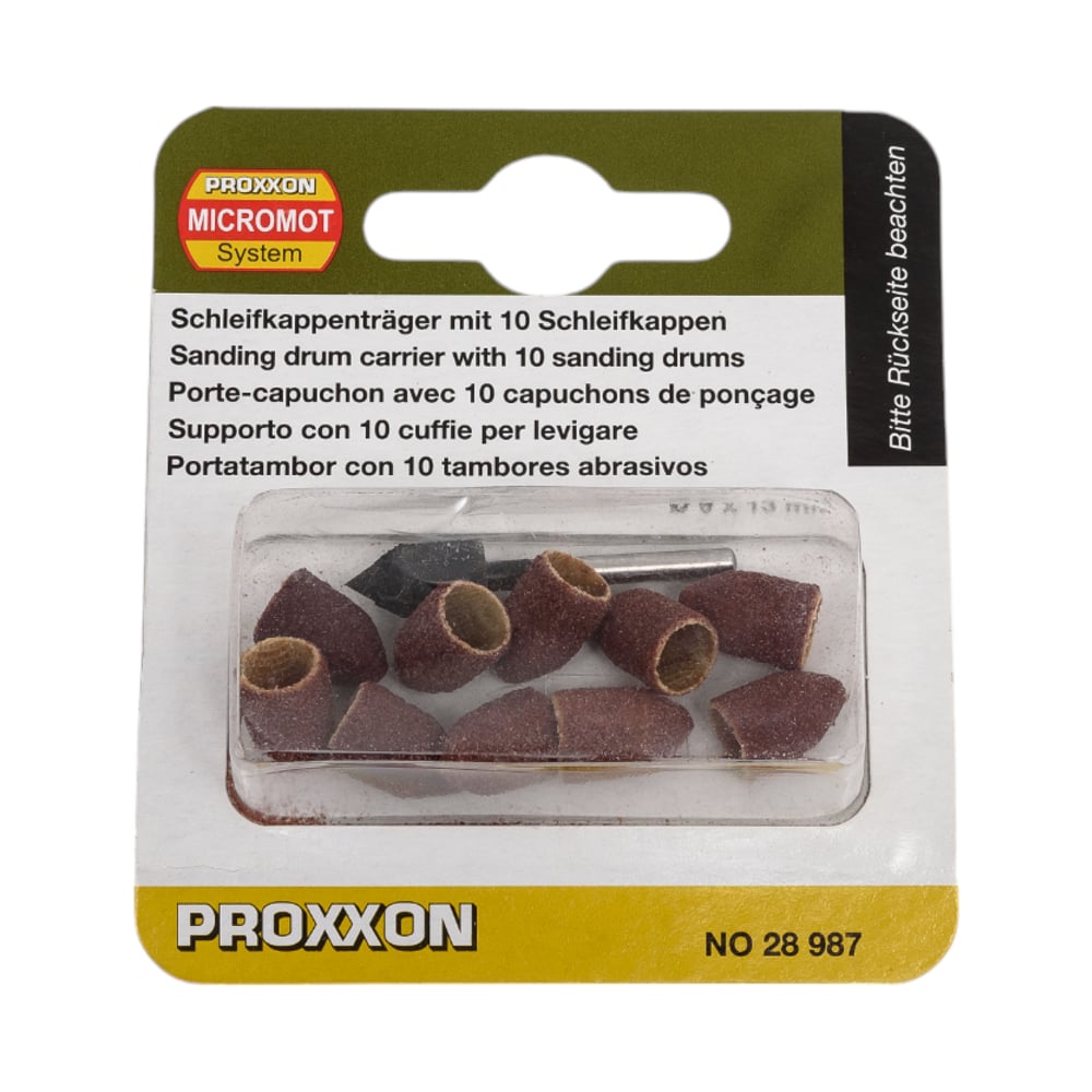 Изображение товара Набор конусов шлифовальных с держателем (10 шт; 9х13 мм; К150/К80) Proxxon PR- 28987