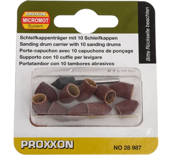 Изображение товара Набор конусов шлифовальных с держателем (10 шт; 9х13 мм; К150/К80) Proxxon PR- 28987