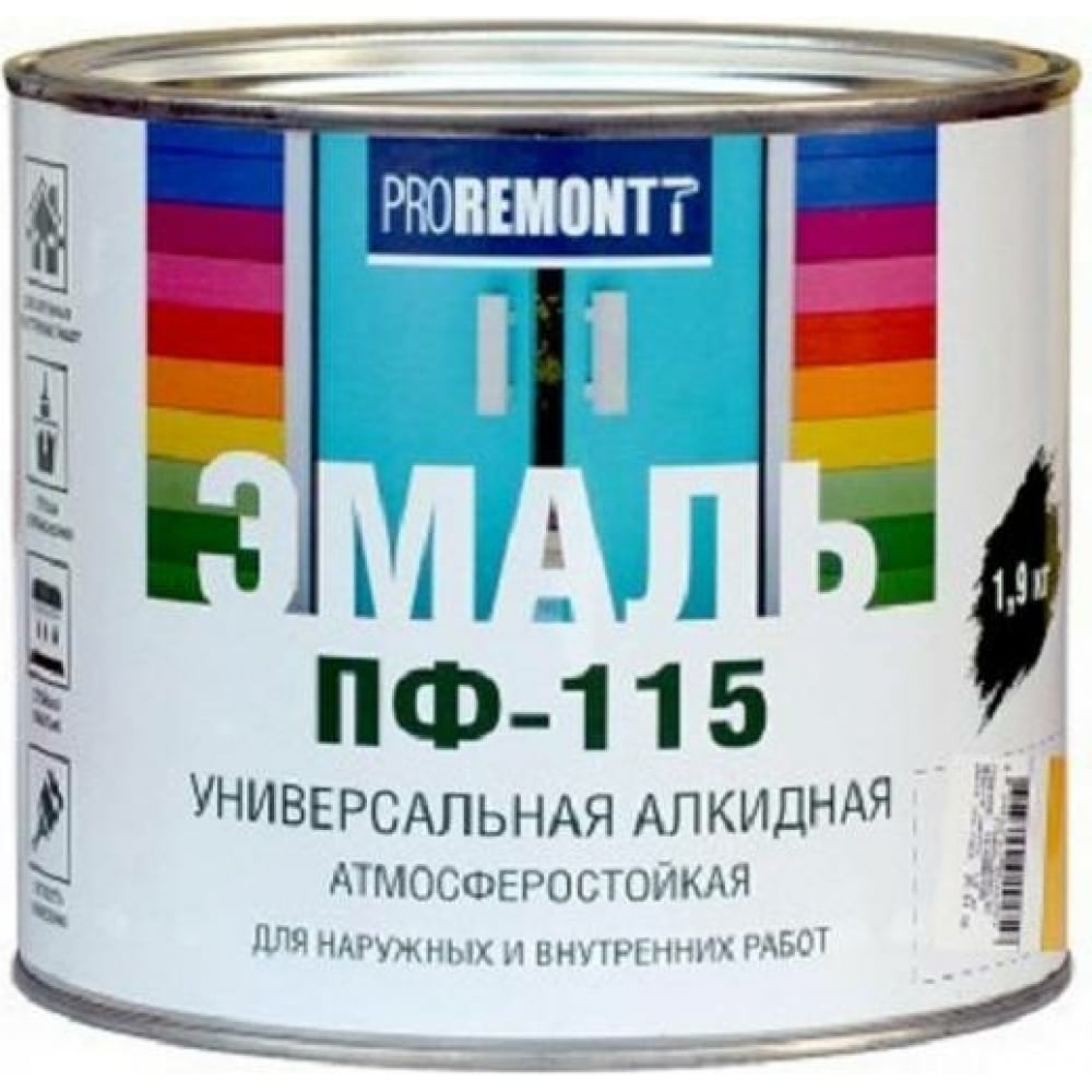 фото Эмаль proremontt пф-115 черная, 1.9 кг лк-00004481